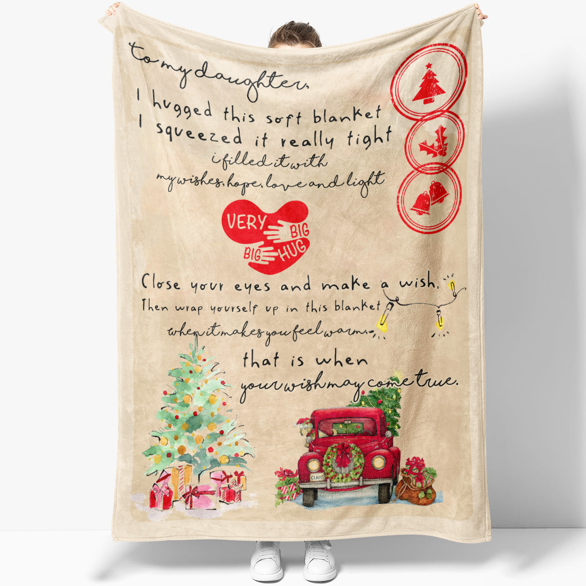 Blanket Christmas Gift Ideas For Daughter, Personalized Gifts For Daughter, a Wish Comes True