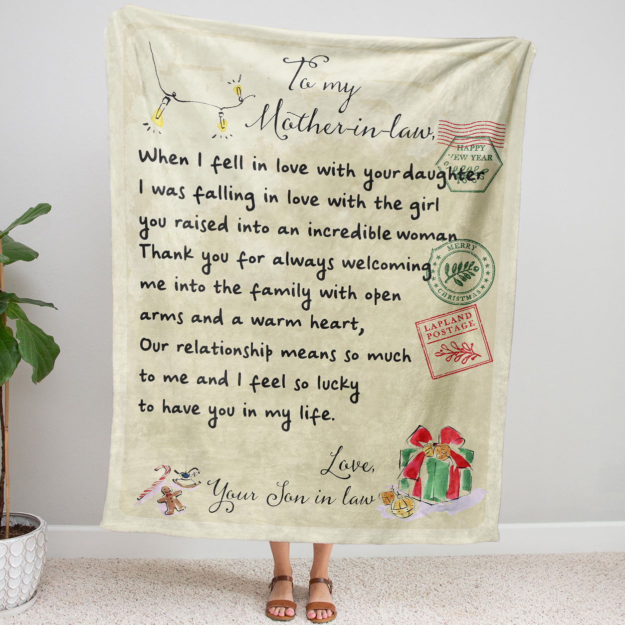 Blanket Christmas Gift ideas for Mother in Law from Son in Law Customize Personalize Love with Your Daughter 20121102 - Sherpa Blanket