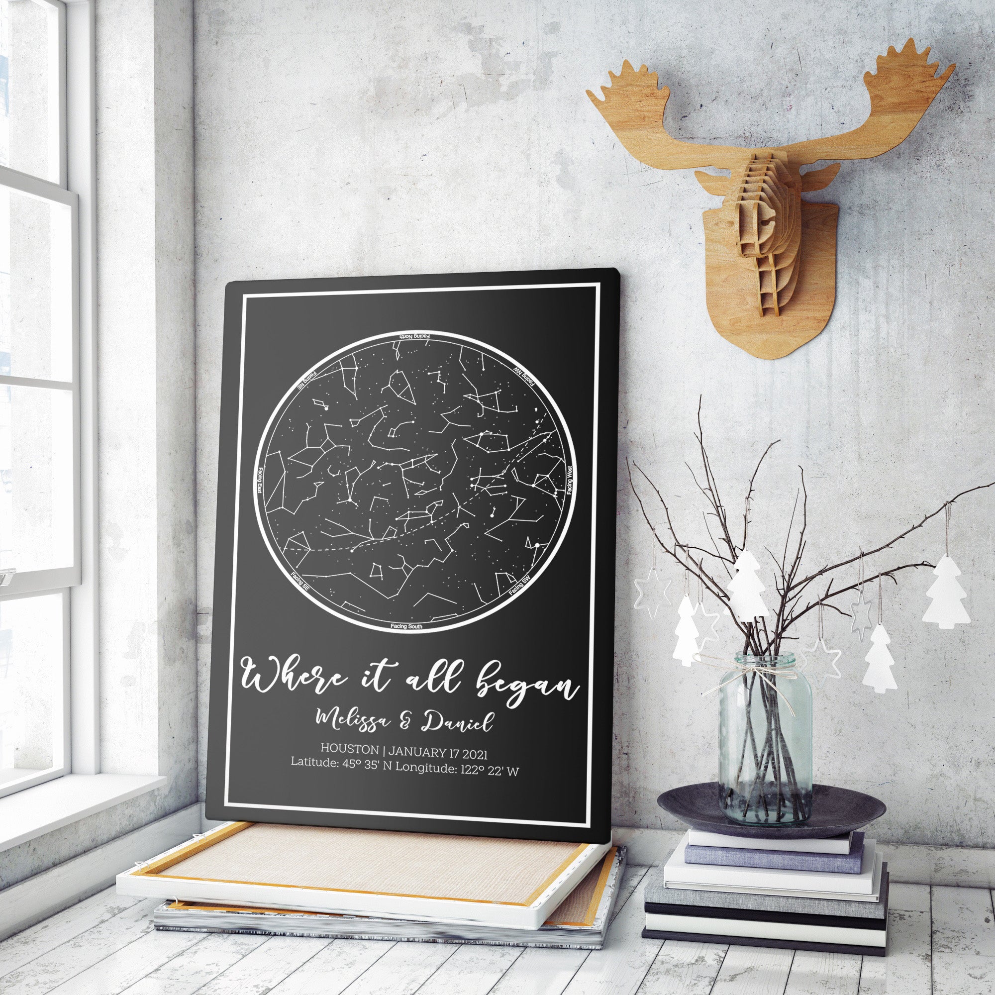 Custom Our First Date Star Map Gifts Print, Special Date Anniversary Gift,  First Date Gifts With Photo