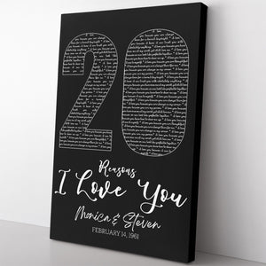 20th Anniversary Gift Canvas, Custom 20th Anniversary Sign Canvas