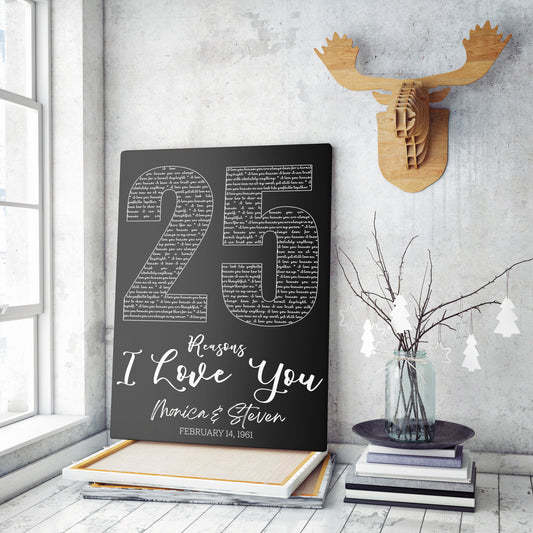 Silver Anniversary Gift Canvas, Custom 25th Anniversary Sign Canvas