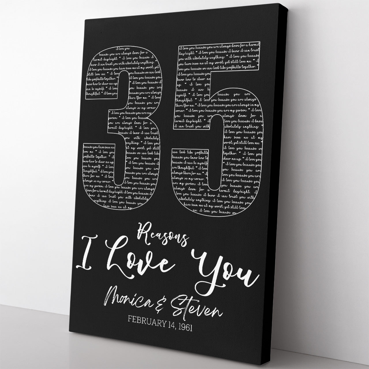 35th Anniversary Gift Canvas, Custom 35th Anniversary Sign Canvas