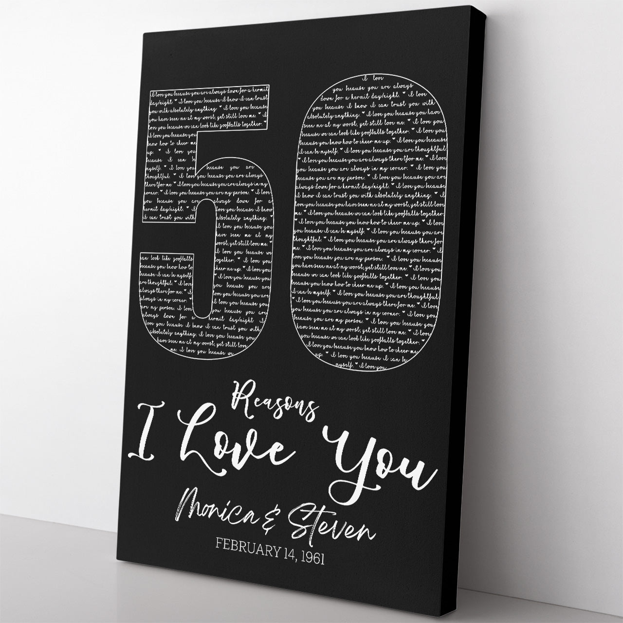 Golden Anniversary Gift Canvas, Custom 50th Anniversary Sign Canvas