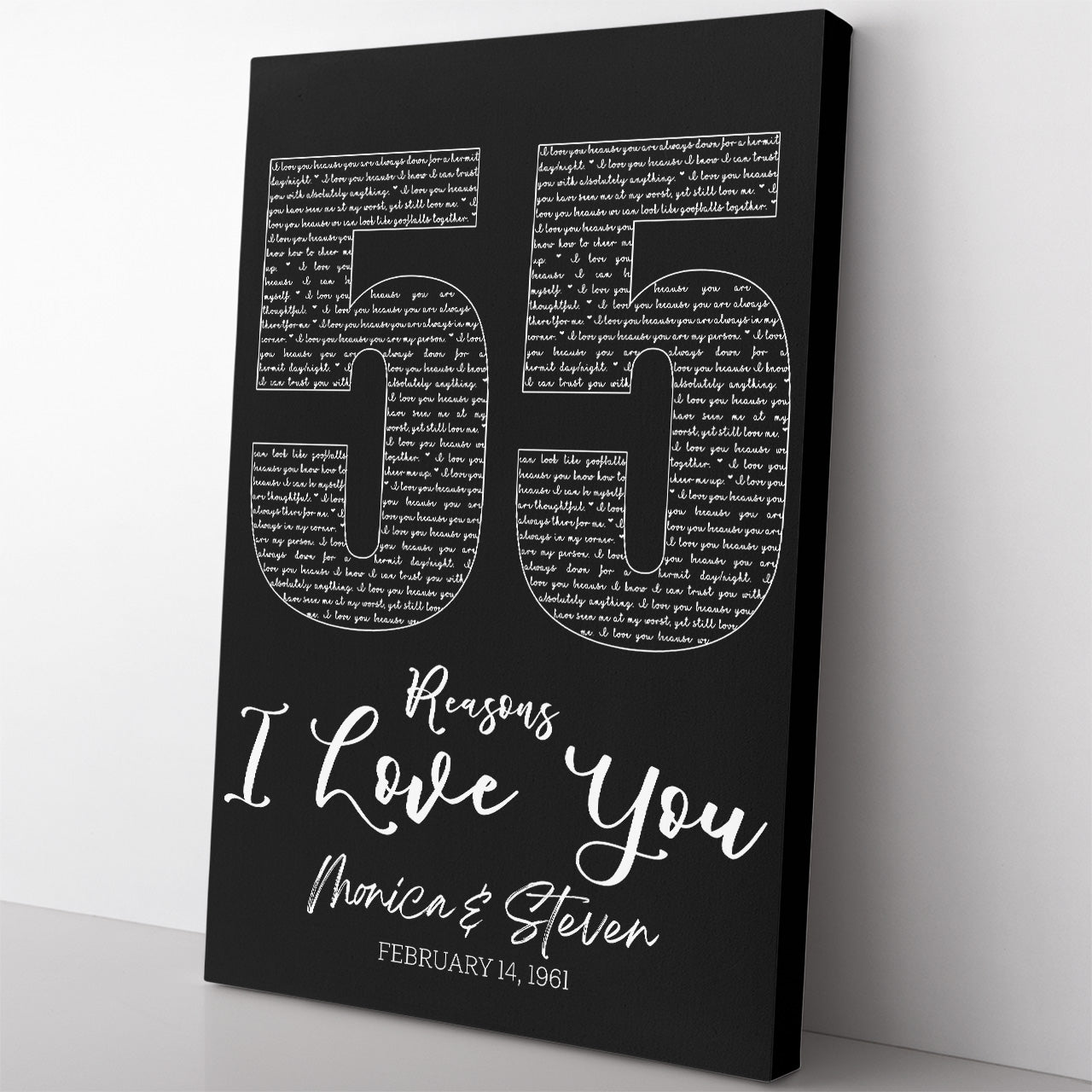 55th Anniversary Gift Canvas, Custom 55th Anniversary Sign Canvas