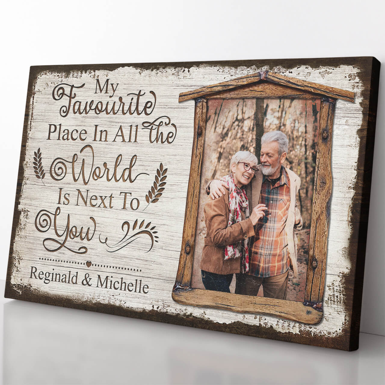 My Favorite Place in All The World is Next to You Canvas for Wife, Custom Loving Quote Canvas