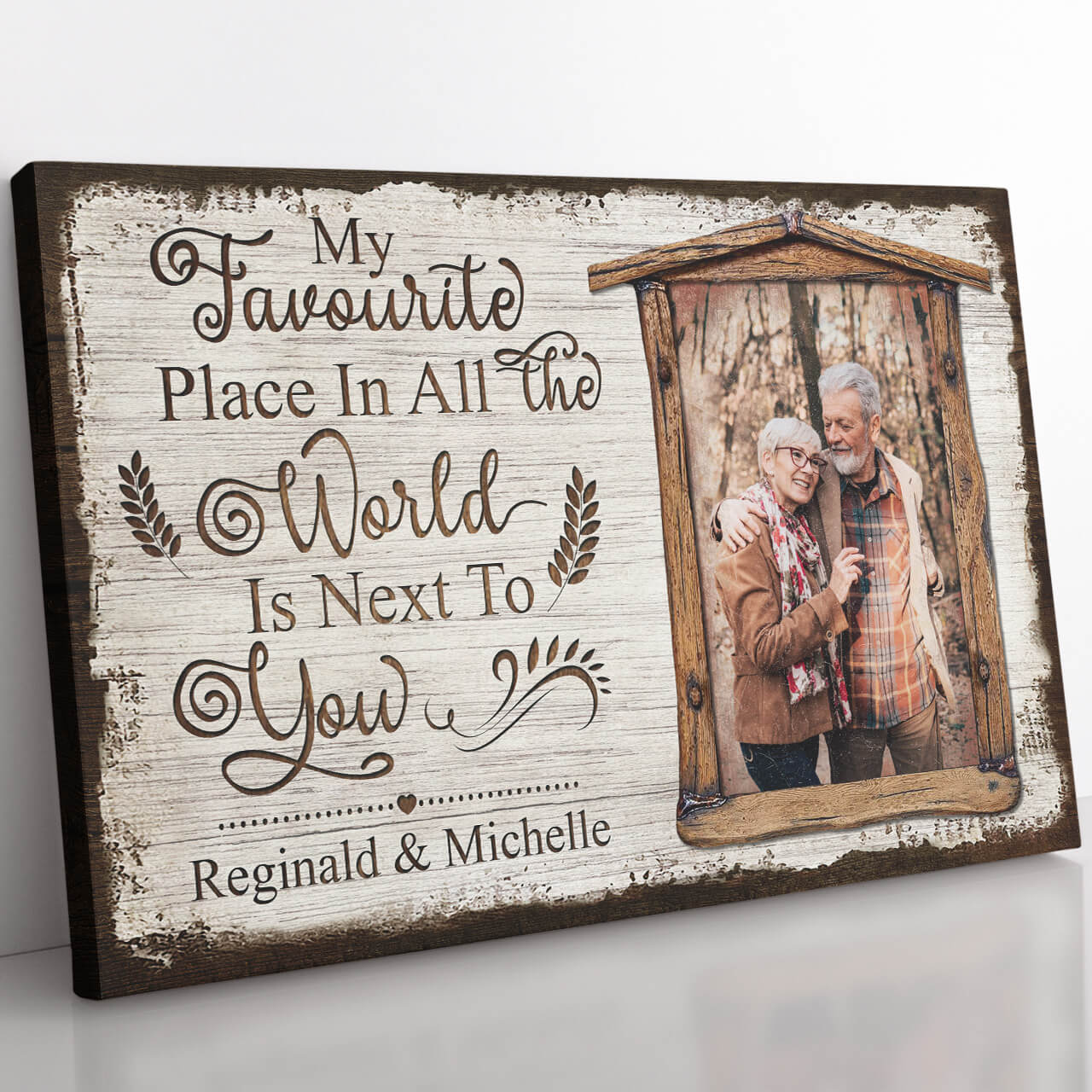 My Favorite Place in All The World is Next to You Canvas for Wife, Custom Loving Quote Canvas