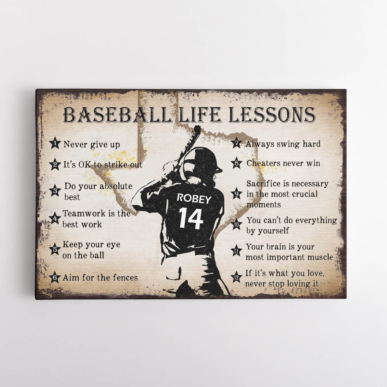 Baseball Life Lessons Canvas for Son, Custom Baseball Lesson Message Canvas for Grandson, Baseball Life Lessons Canvas for Fans