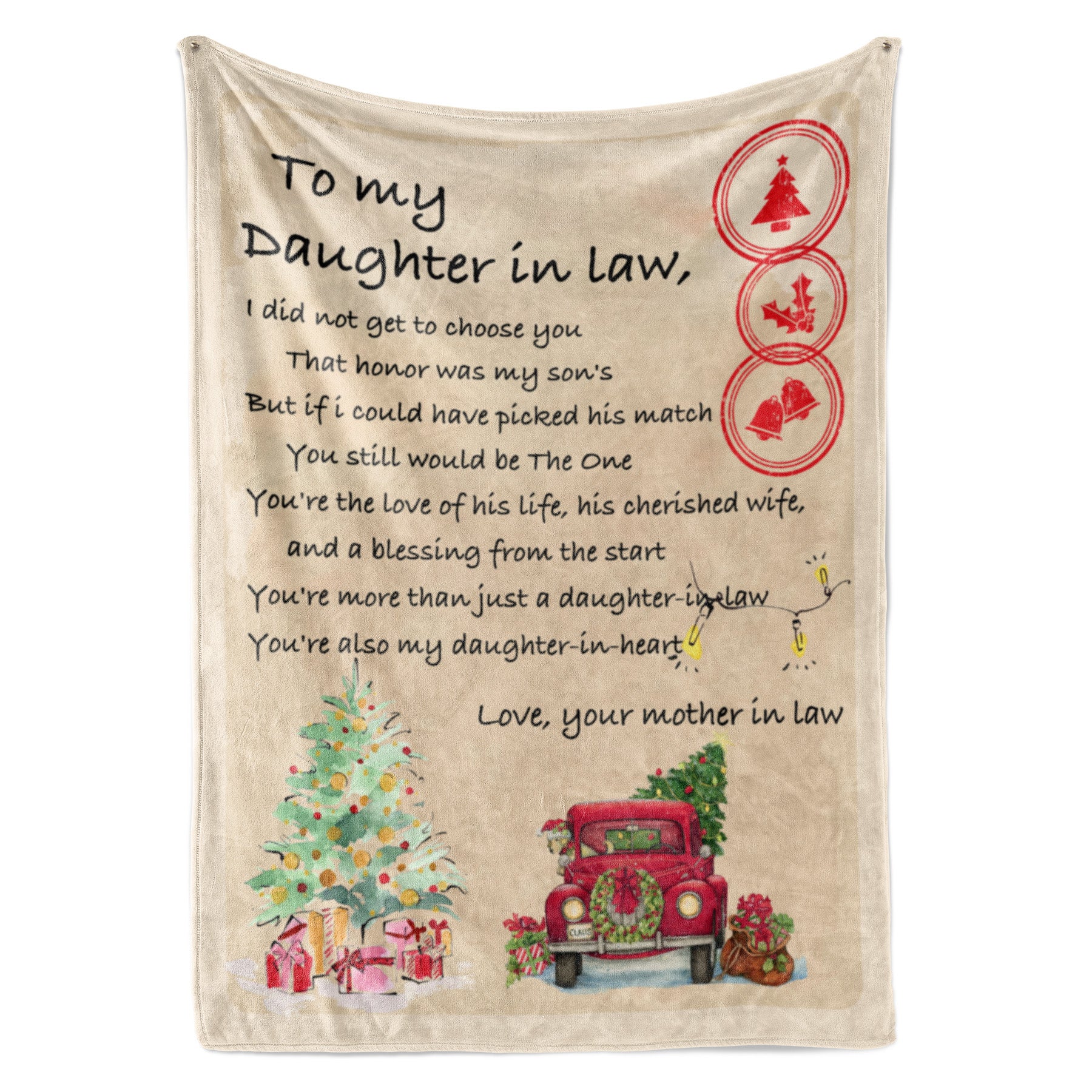 Christmas Blanket For Daughter In Law, Gift Ideas For Daughter In Law, Honor Was My Son