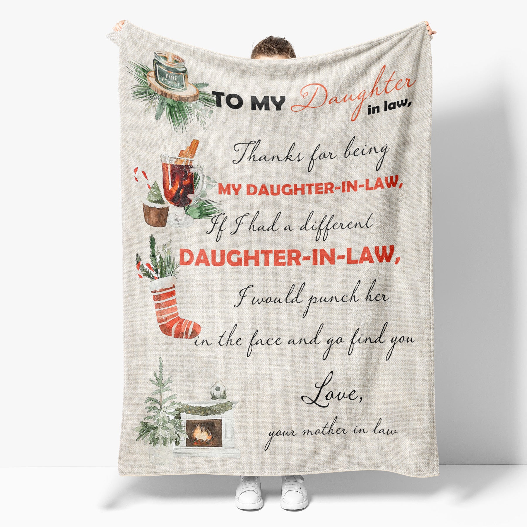 Christmas Blanket For Daughter In Law, Daughter In Law Gifts, I would Punch Her