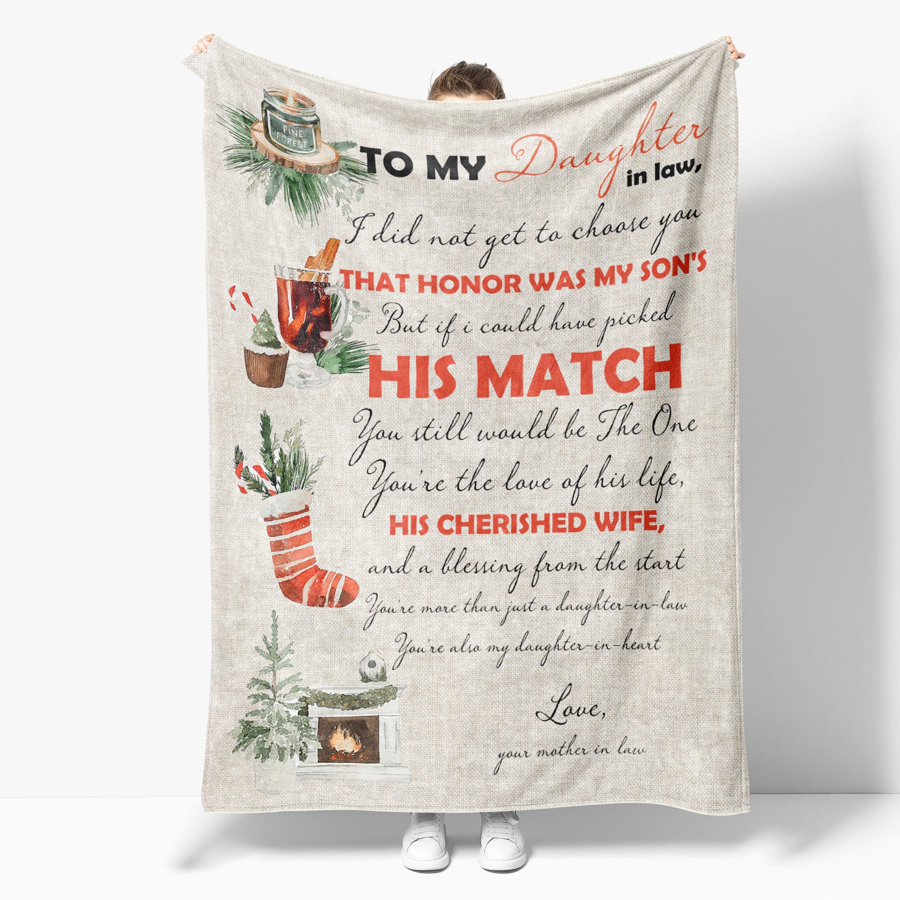 Christmas Blanket Gifts For Daughter In Law, Future Daughter In Law Gifts, His Cherished Wife