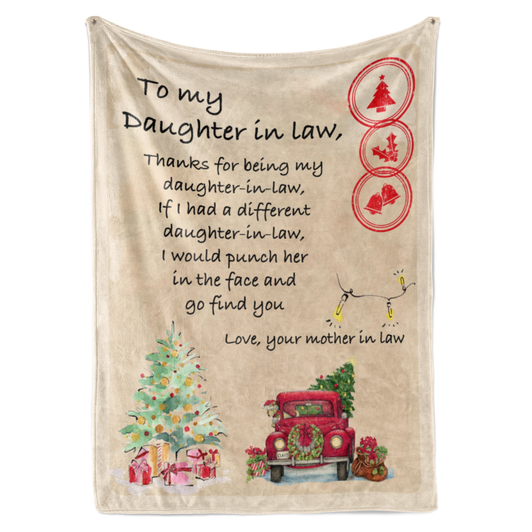 Christmas Blanket Gift For Daughter In Law, Personalized Gifts Daughter In Law, Thanks For being