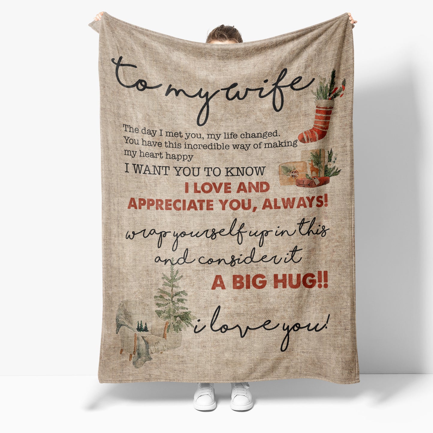 Christmas Blanket Gift For Her, Gift Ideas For Women, Romantic Gift For Wife, The Day I Met You