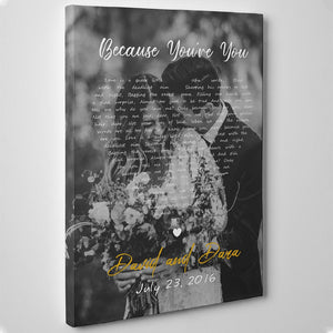 Custom Anniversary Canvas Gift For Grandma Grandpa, Customize Photo Love Song Lyrics