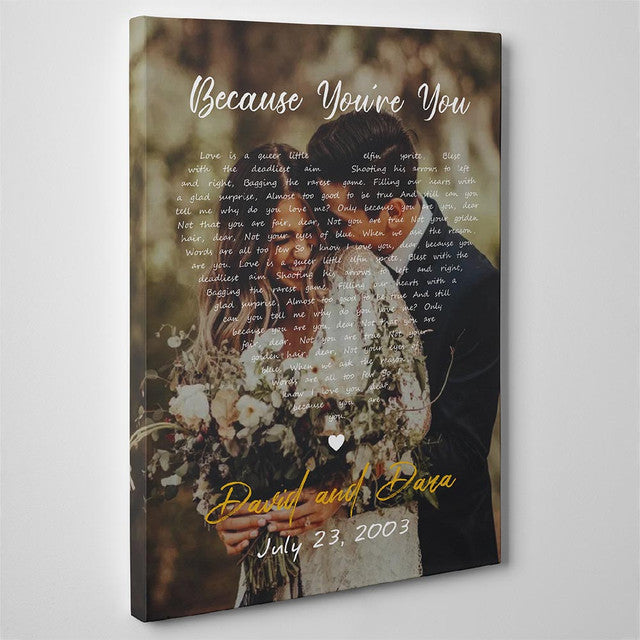 Personalized Canvas Gift For Women, Customize Photo Love Song Lyrics