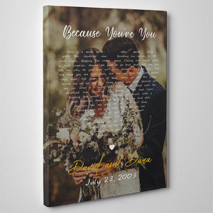 Personalized Canvas Gift For Him, Customize Photo Love Song Lyrics