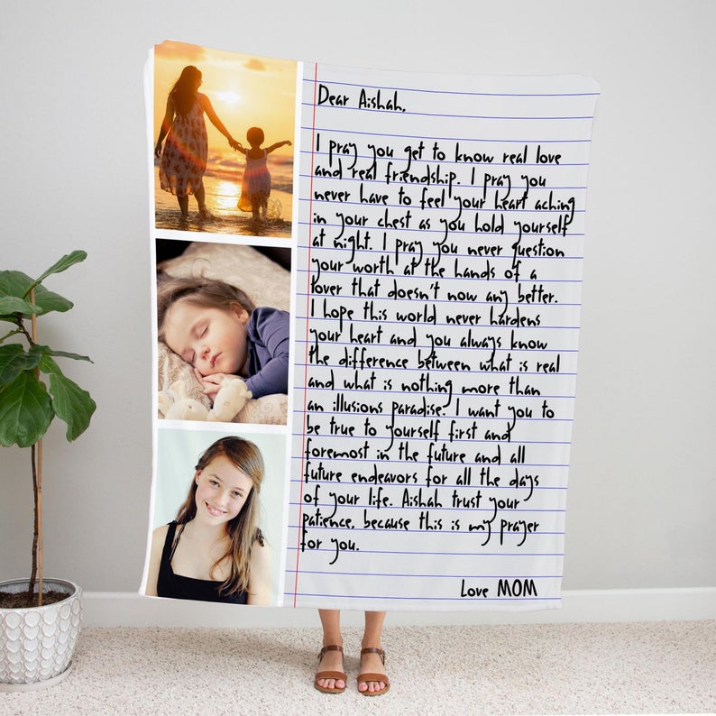 Customized Love Letter and Picture Blanket Gift, Put Your Own Image and Text on Your Blanket