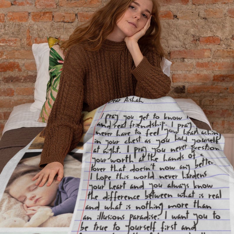 Customized Love Letter and Picture Blanket Gift, Put Your Own Image and Text on Your Blanket