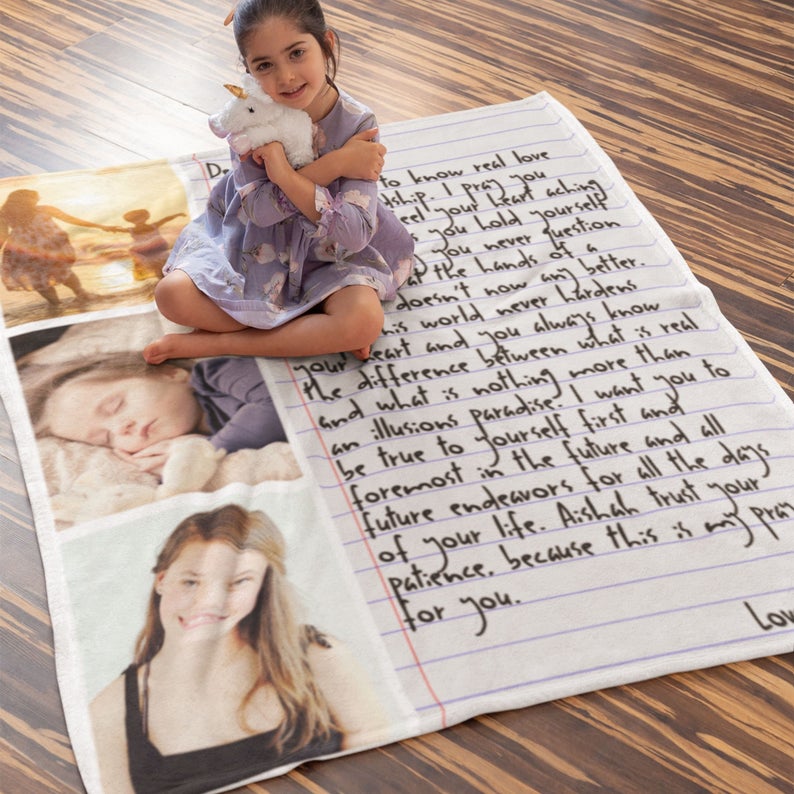 Customized Love Letter and Picture Blanket Gift, Put Your Own Image and Text on Your Blanket