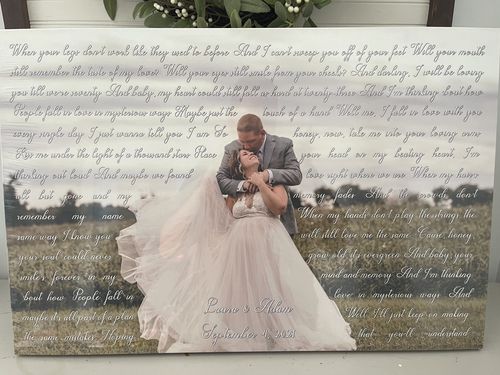 First Dance Lyrics Canvas, Custom Lyrics Photo Canvas