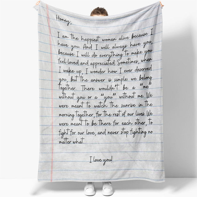 Love Letter, Love Letter Blanket for Husband, Letter Blanket for Him