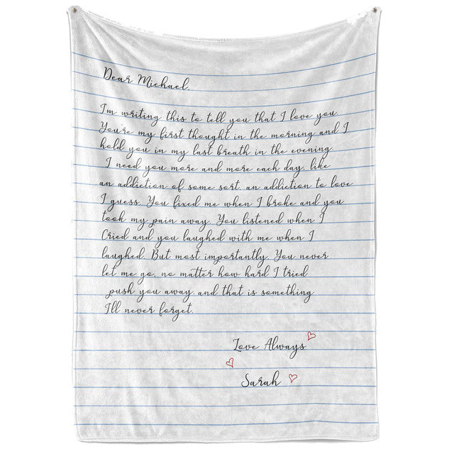 Love Letter Blanket for Husband, Personalized Throw Blanket