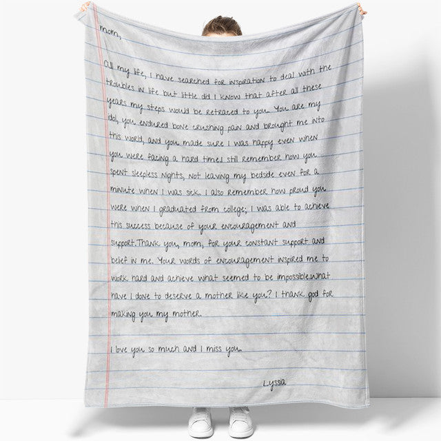 Handwriting Blanket for Grandma, Custom Personalized Blanket