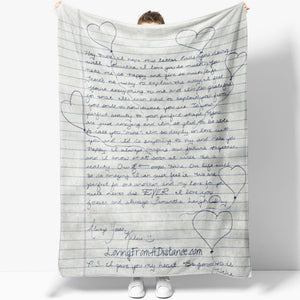 Handwriting Custom Gift Blanket for Grandson, Memorial Gift for Loss of Mom Dad