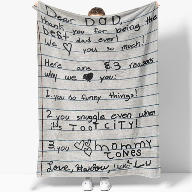 Handwriting Blanket for Dad, Custom Personalized Blanket