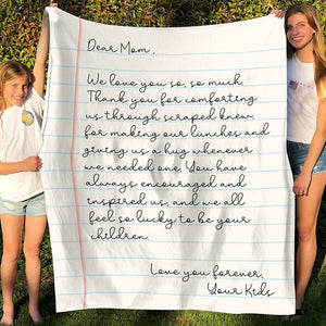 Love Letter Blanket for Mom, Personalized Gift for Mom
