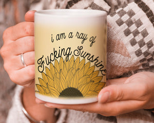 I Am A Ray of F Sunshine Hippie Sunflower Gift Ideas for Mom in Mothers Day DS White Mug
