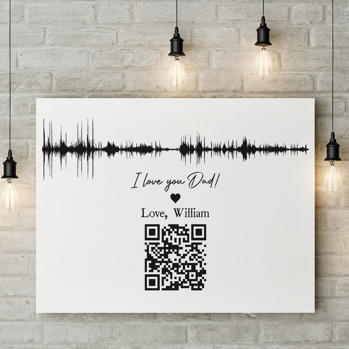 Personalized Custom Memorial Voicemail Canvas Gift for Fathers day, Mothers day, Dad Mother Gift Idea, Custom with QR Code and Soundwave Message