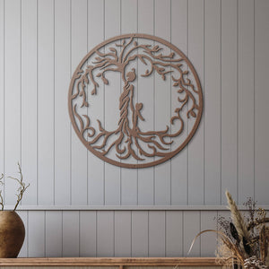 Mother and Children Tree of Life Metal Wall Sculpture Sign