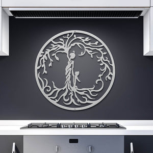 Mother and Children Tree of Life Metal Wall Sculpture Sign