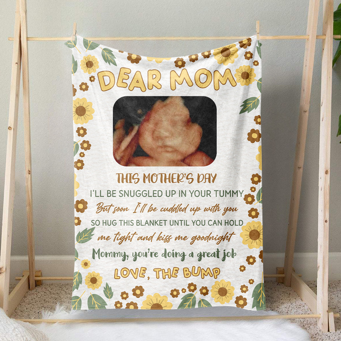 Personalized Baby Ultrasound Blanket, First Mother's Day, Mommy To Be Gift From Bump, Pregnancy Gift, Custom Baby Names