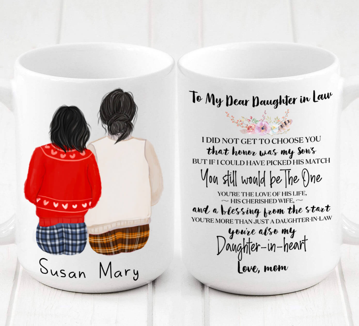 Personalized Mother's Day Mug for Daughter in Law, You Are The One My Son's Cherished Wife Mug