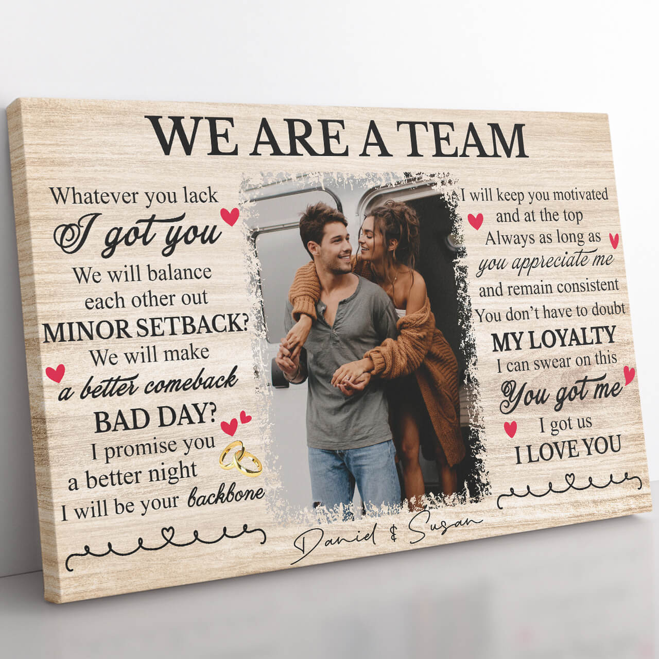 We Are A Team Canvas Couple Photo, Whatever You Lack I Got You Canvas, Wedding Anniversary Gift 