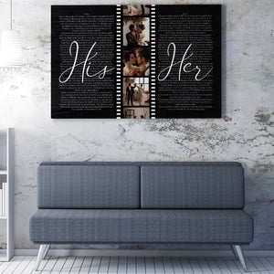 Custom Wedding Photo And Vows Vinyl Film Canvas, Wedding Anniversary Gift Ideas For Couple, Husband, Wife