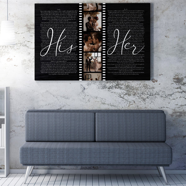 His And Her Vows On Canvas - Personalized Wall Art