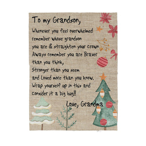 Blanket Christmas Gift For Grandson, Personalized Gifts For Grandson, Straighten Your Crown