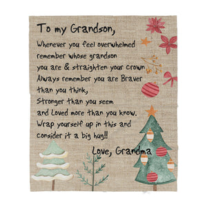 Blanket Christmas Gift For Grandson, Personalized Gifts For Grandson, Straighten Your Crown