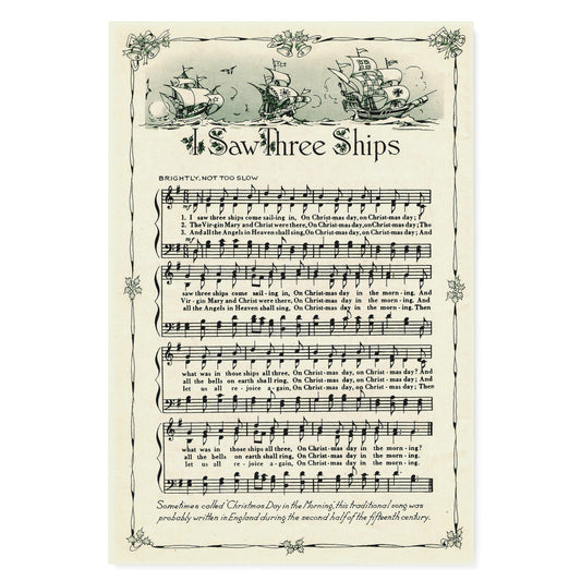 Christmas Carol Decoration Gift Ideas I Saw Three Ships Christian Anthem Hymn Praise and Worship Song Matte Canvas