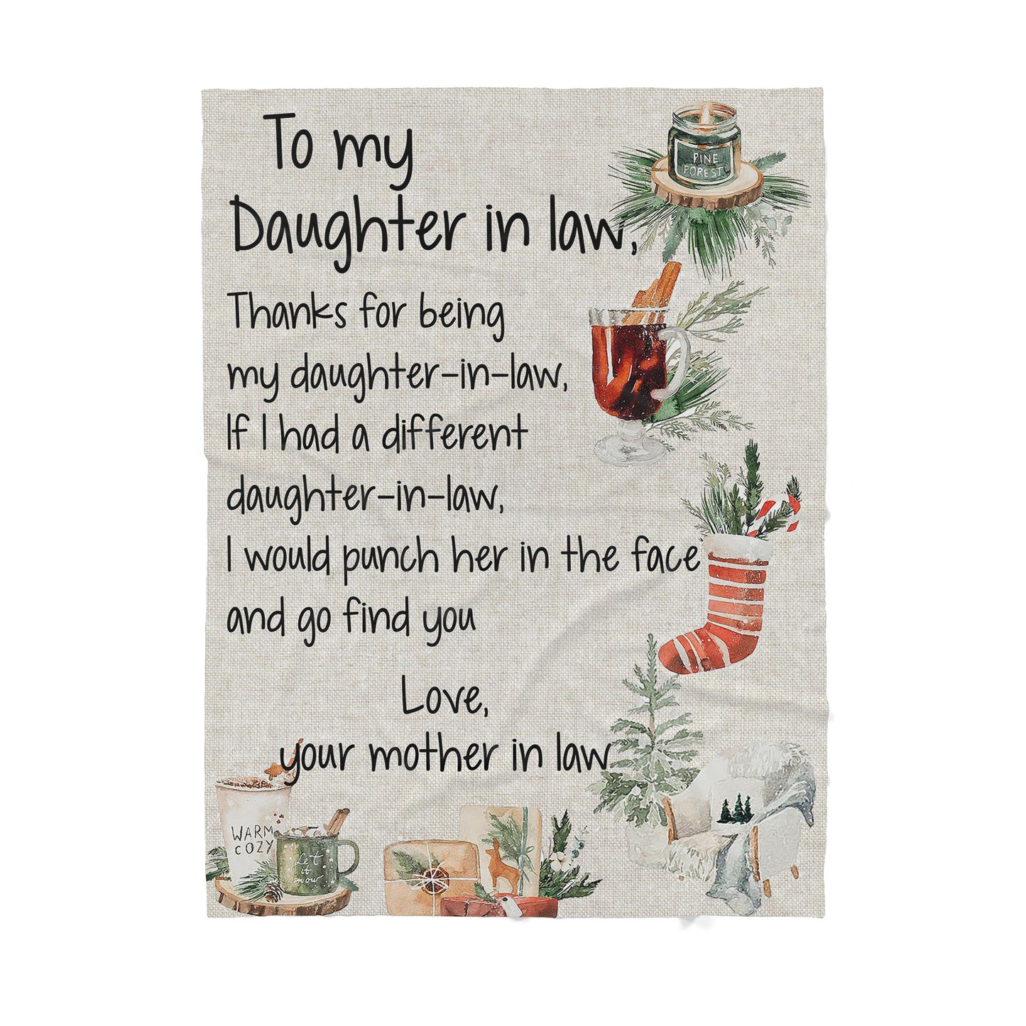 Christmas Blanket Gifts For Daughter In Law, Gift Ideas For Daughter In Law, Thanks for being