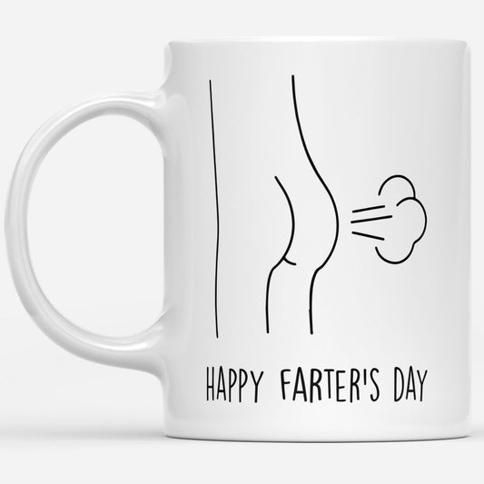 Happy Farters Day Funny Gift Ideas for Dad Fathers Day DS White Mug