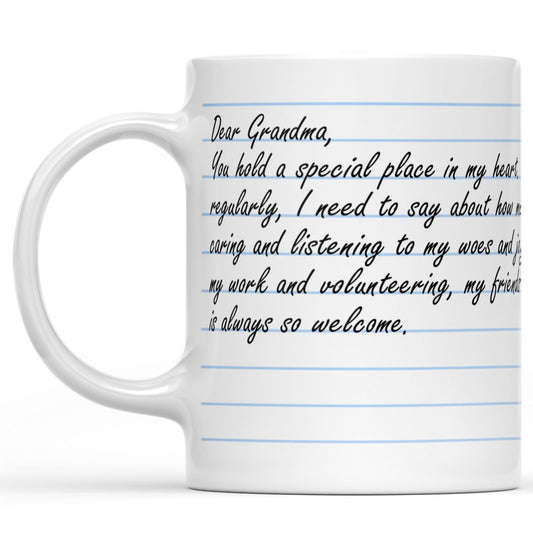 Personalized Message Letter for Grandma from Grandson Mug, Custom Gift Mug for Grandma