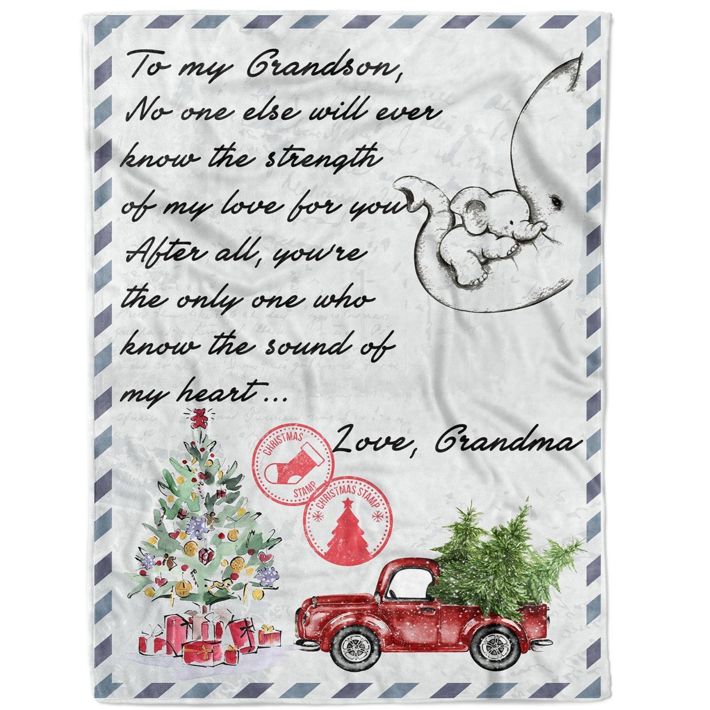 Christmas Blanket Gift For Grandson, Personalized Gifts For Grandson, Letter to