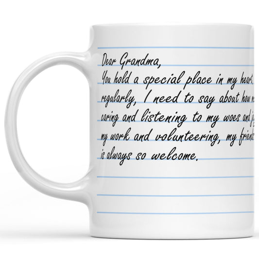 Custom Thoughtful Message Letter Gift Mug for Grandma from Grand Son, Mothers Day Mug for Grandma