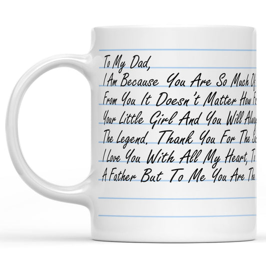 Thoughtful Custom Message for Dad Fathers Day Gift Ideas Mug, Personalized Letter for Dad From Daughter Mug