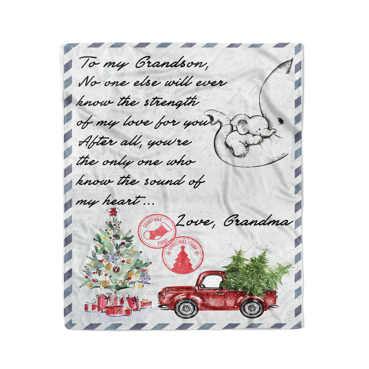 Christmas Blanket Gift For Grandson, Personalized Gifts For Grandson, Letter to