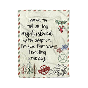 Blanket Christmas Gift Ideas for Mother in Law Not Putting My Husband for Adoption 20120202 - Fleece Blanket