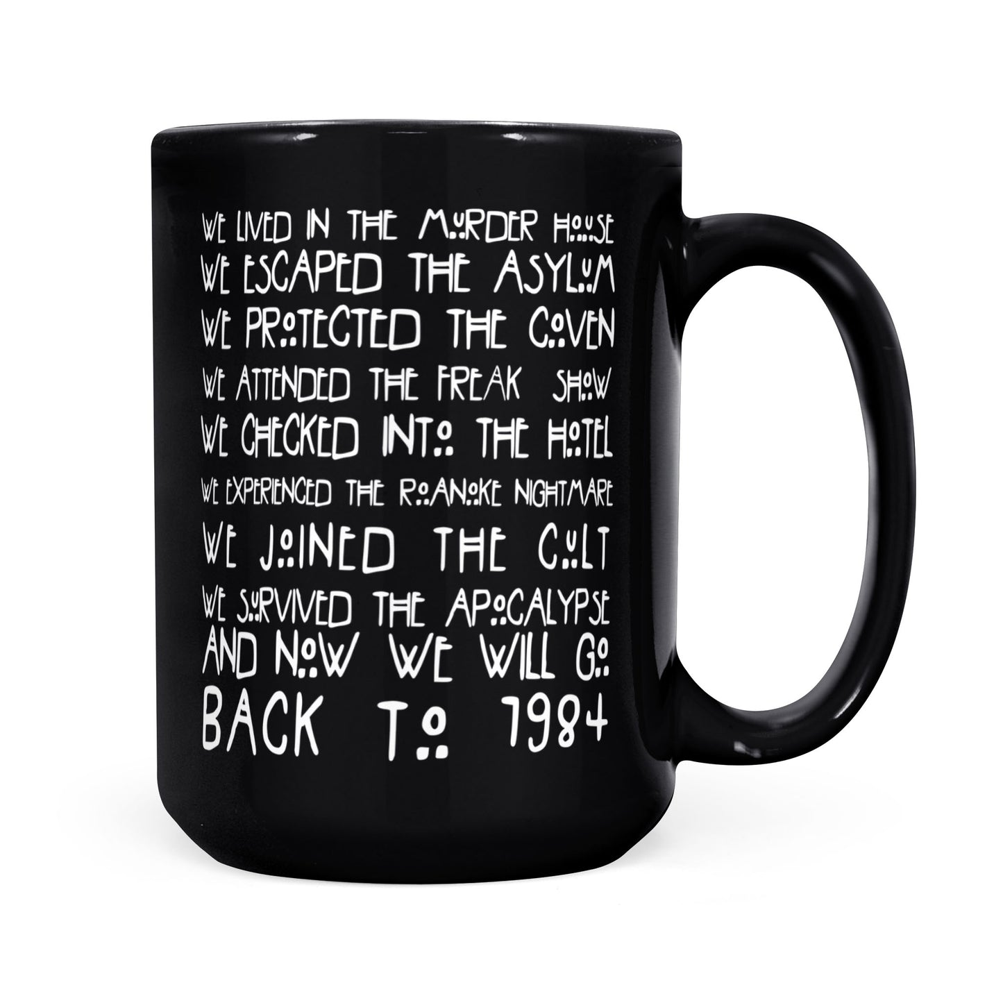 American Horror Story Ash Hotel 1984 Mug DS edit - Black Mug